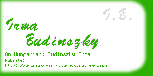 irma budinszky business card